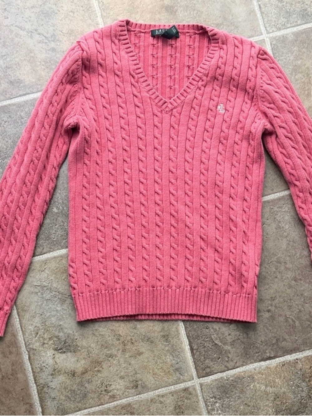 Ralph Lauren Women's Cable Knit V-Neck Sweater